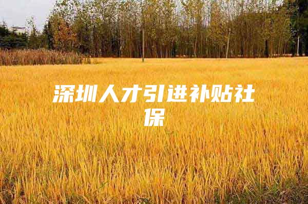 深圳人才引进补贴社保