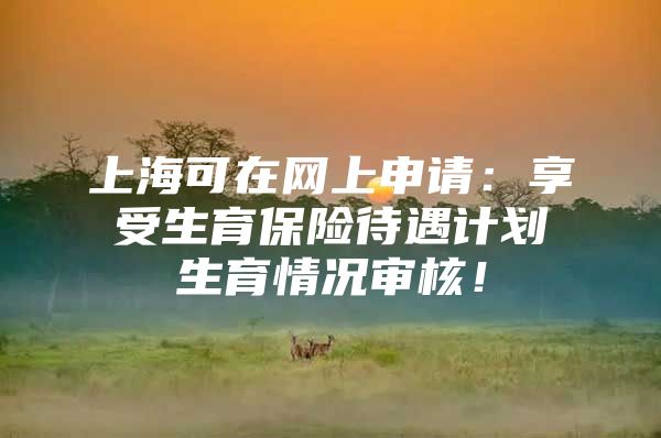 上海可在网上申请：享受生育保险待遇计划生育情况审核！