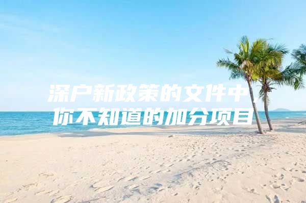 深户新政策的文件中，你不知道的加分项目