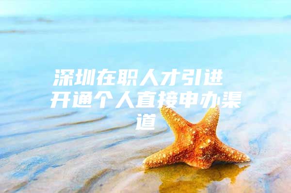 深圳在职人才引进 开通个人直接申办渠道