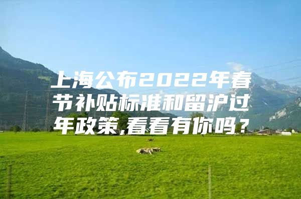 上海公布2022年春节补贴标准和留沪过年政策,看看有你吗？
