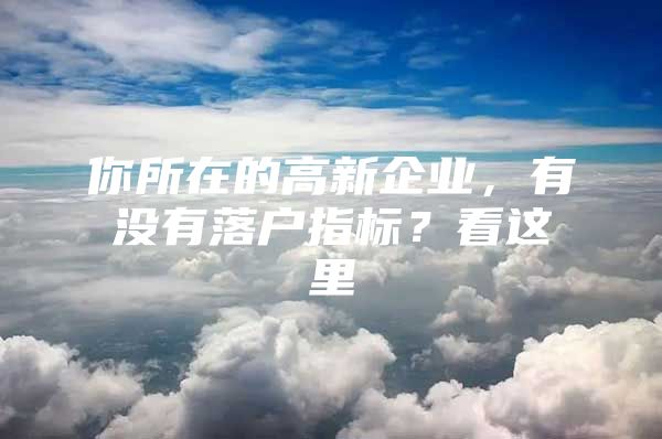 你所在的高新企业，有没有落户指标？看这里