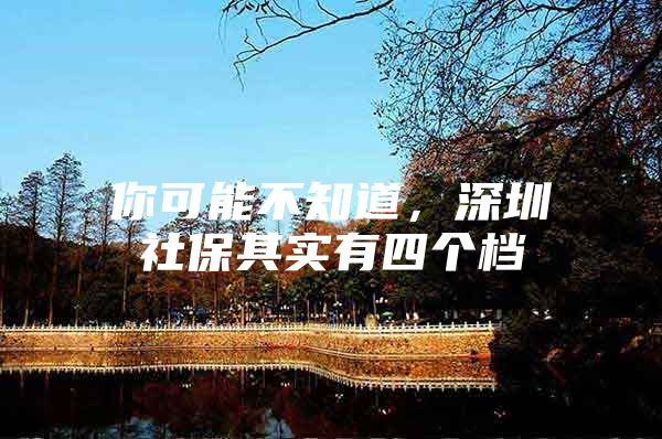 你可能不知道，深圳社保其实有四个档