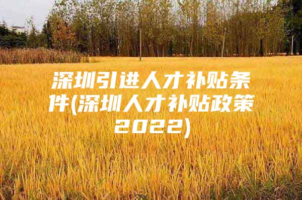 深圳引进人才补贴条件(深圳人才补贴政策2022)