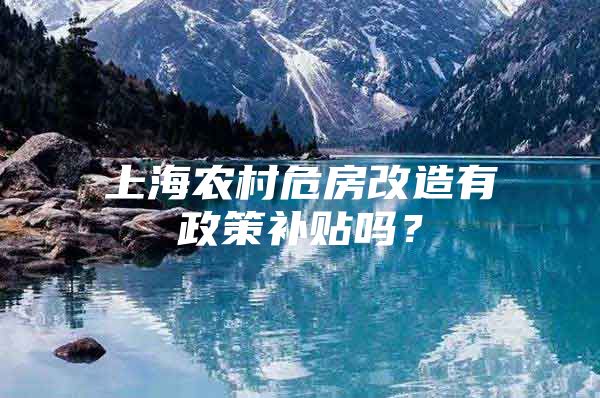 上海农村危房改造有政策补贴吗？
