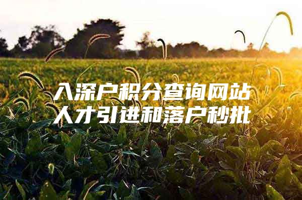入深户积分查询网站人才引进和落户秒批