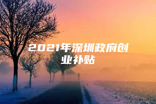 2021年深圳政府创业补贴