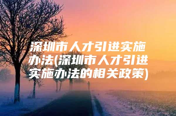 深圳市人才引进实施办法(深圳市人才引进实施办法的相关政策)