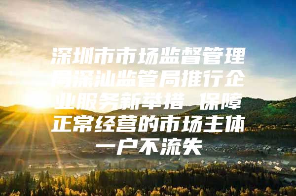 深圳市市场监督管理局深汕监管局推行企业服务新举措 保障正常经营的市场主体一户不流失