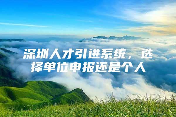 深圳人才引进系统，选择单位申报还是个人