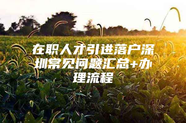 在职人才引进落户深圳常见问题汇总+办理流程