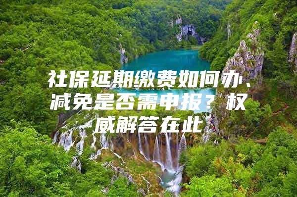 社保延期缴费如何办、减免是否需申报？权威解答在此
