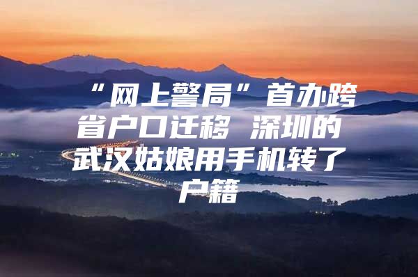 “网上警局”首办跨省户口迁移 深圳的武汉姑娘用手机转了户籍