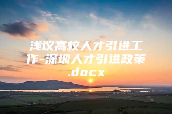 浅议高校人才引进工作-深圳人才引进政策.docx