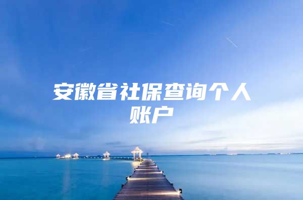 安徽省社保查询个人账户