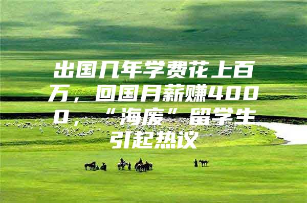 出国几年学费花上百万，回国月薪赚4000，“海废”留学生引起热议