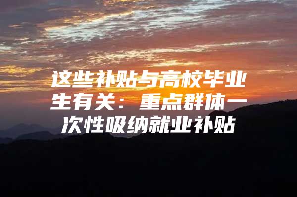这些补贴与高校毕业生有关：重点群体一次性吸纳就业补贴
