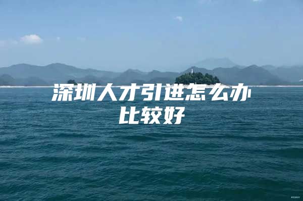 深圳人才引进怎么办比较好
