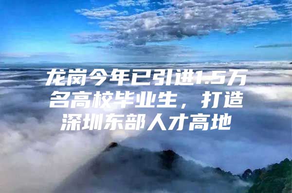 龙岗今年已引进1.5万名高校毕业生，打造深圳东部人才高地