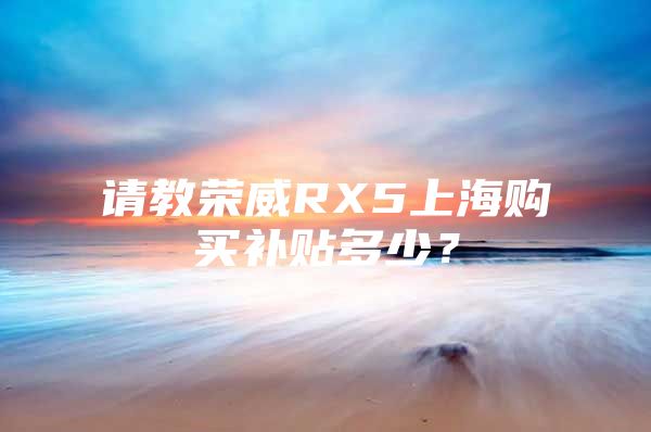 请教荣威RX5上海购买补贴多少？