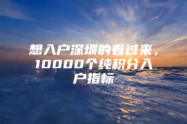 想入户深圳的看过来，10000个纯积分入户指标