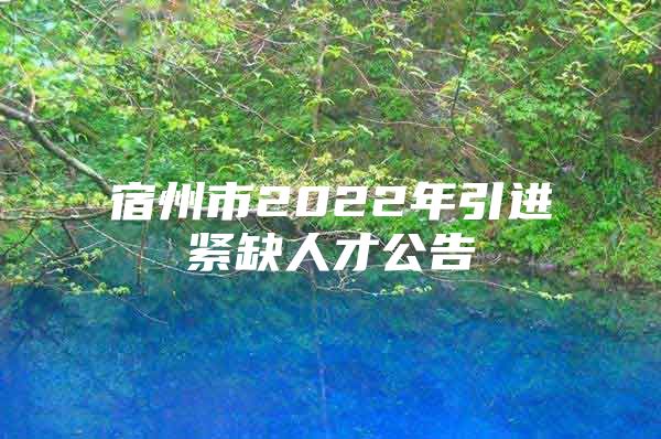 宿州市2022年引进紧缺人才公告