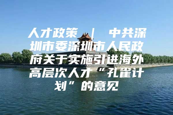 人才政策 ｜ 中共深圳市委深圳市人民政府关于实施引进海外高层次人才“孔雀计划”的意见