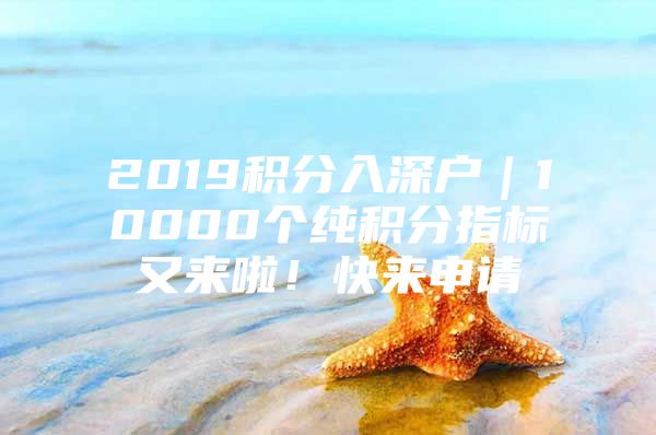 2019积分入深户｜10000个纯积分指标又来啦！快来申请