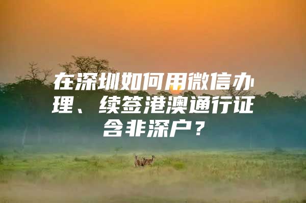 在深圳如何用微信办理、续签港澳通行证含非深户？