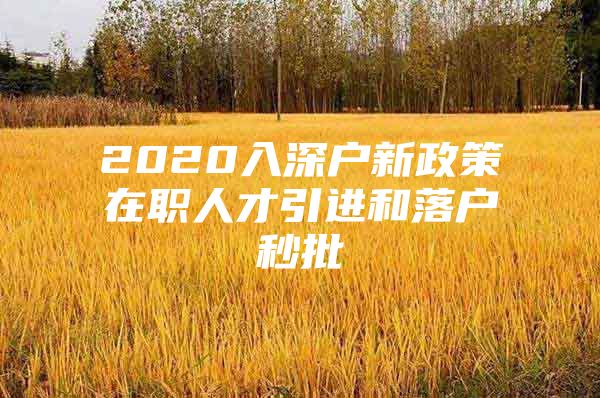2020入深户新政策在职人才引进和落户秒批
