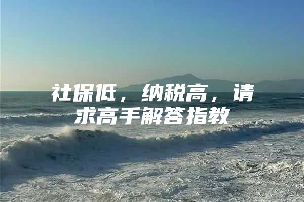 社保低，纳税高，请求高手解答指教