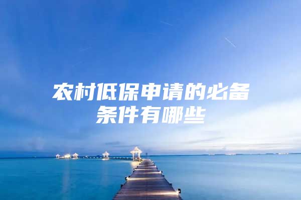 农村低保申请的必备条件有哪些