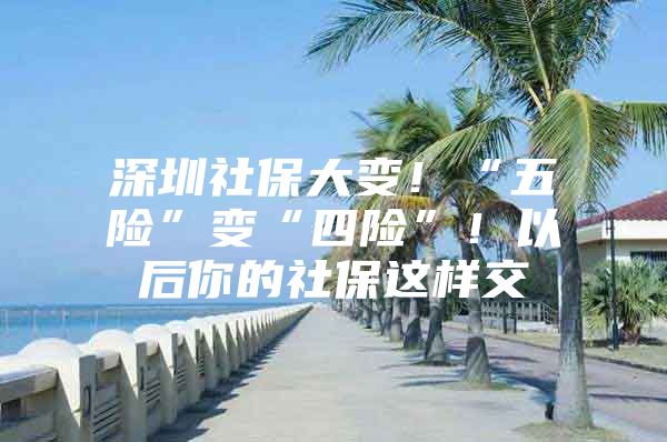 深圳社保大变！“五险”变“四险”！以后你的社保这样交