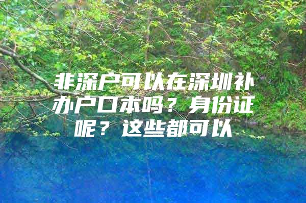 非深户可以在深圳补办户口本吗？身份证呢？这些都可以
