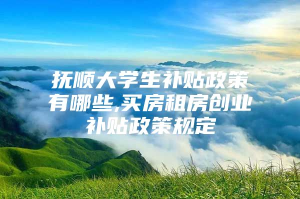 抚顺大学生补贴政策有哪些,买房租房创业补贴政策规定