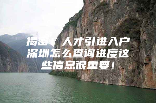 揭密！人才引进入户深圳怎么查询进度这些信息很重要！