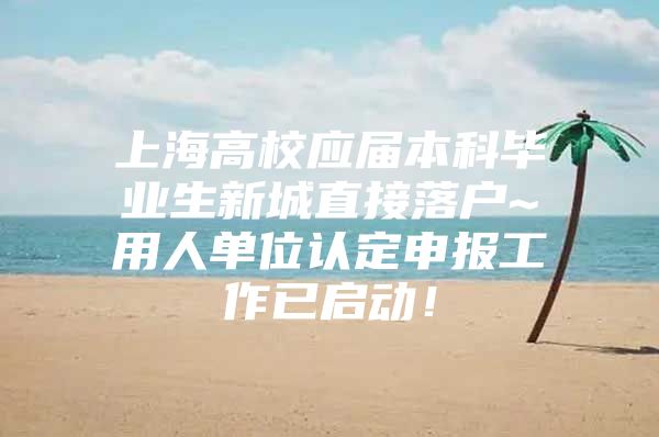 上海高校应届本科毕业生新城直接落户~用人单位认定申报工作已启动！