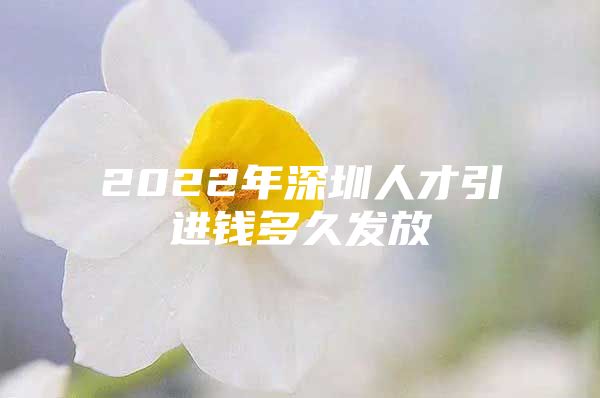 2022年深圳人才引进钱多久发放