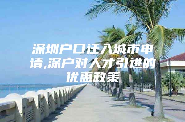 深圳户口迁入城市申请,深户对人才引进的优惠政策