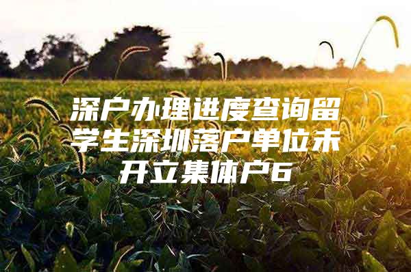 深户办理进度查询留学生深圳落户单位未开立集体户6