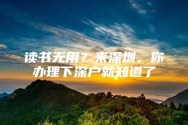 读书无用？来深圳，你办理下深户就知道了