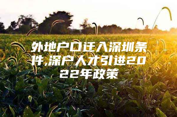 外地户口迁入深圳条件,深户人才引进2022年政策