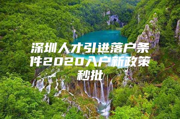 深圳人才引进落户条件2020入户新政策秒批