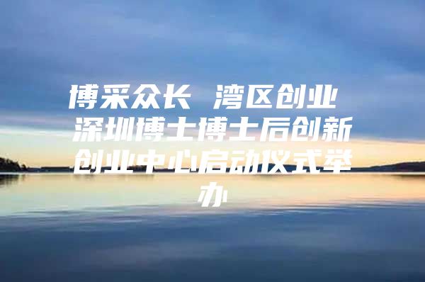 博采众长 湾区创业 深圳博士博士后创新创业中心启动仪式举办