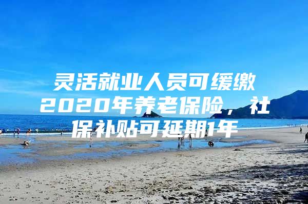 灵活就业人员可缓缴2020年养老保险，社保补贴可延期1年