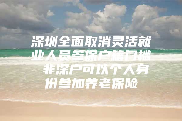 深圳全面取消灵活就业人员参保户籍门槛 非深户可以个人身份参加养老保险