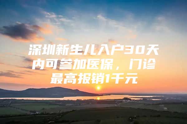 深圳新生儿入户30天内可参加医保，门诊最高报销1千元