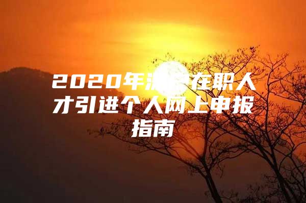 2020年深户在职人才引进个人网上申报指南