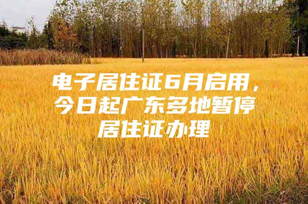 电子居住证6月启用，今日起广东多地暂停居住证办理