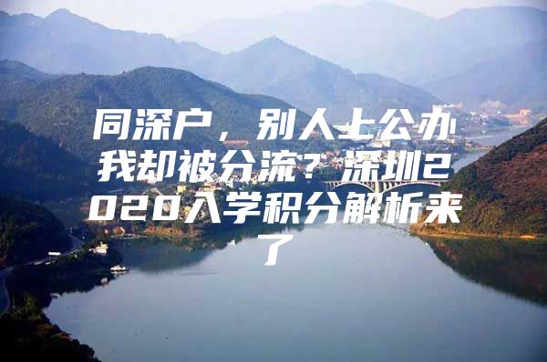 同深户，别人上公办我却被分流？深圳2020入学积分解析来了